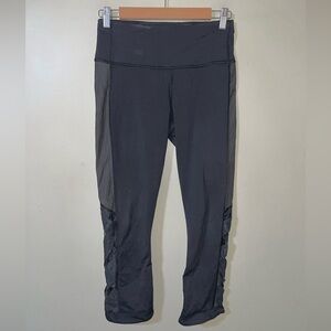 Lululemon Women’s Cropped Black Mesh Panel Leggings size 6